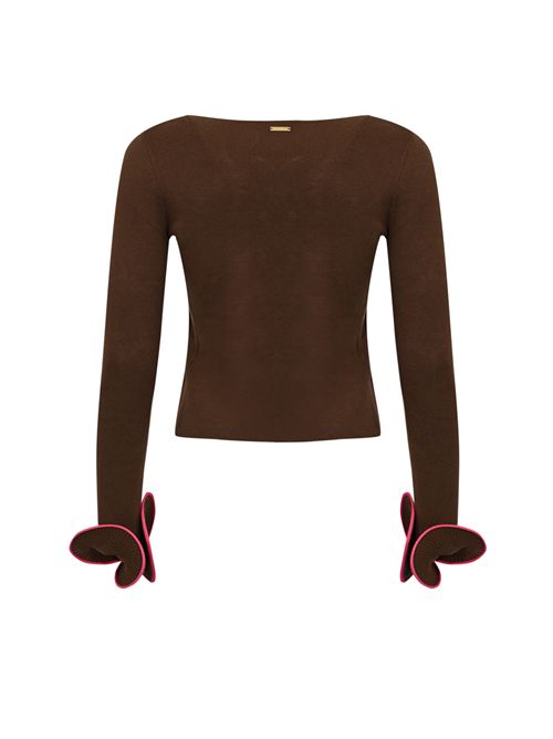 Cardigan rouches in maglia di viscosa Cioccolato NO SECRETS | 253NS121CIOCCOLATO PROFILIFUXIA